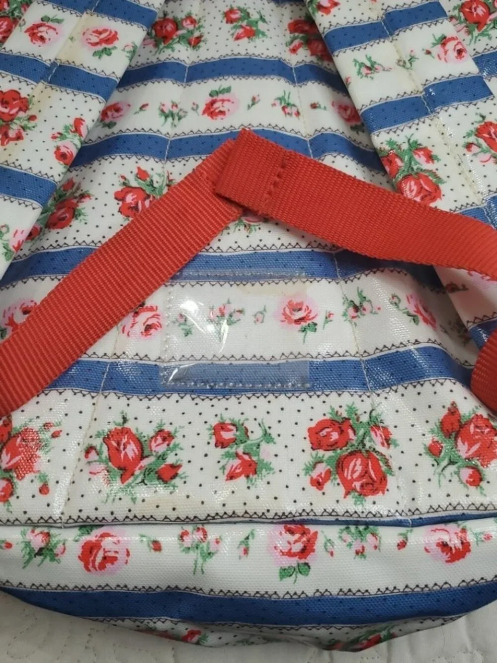 Cath Kidston White Pink Floral Rucksack Oil Cloth 15 Inches Backpack London